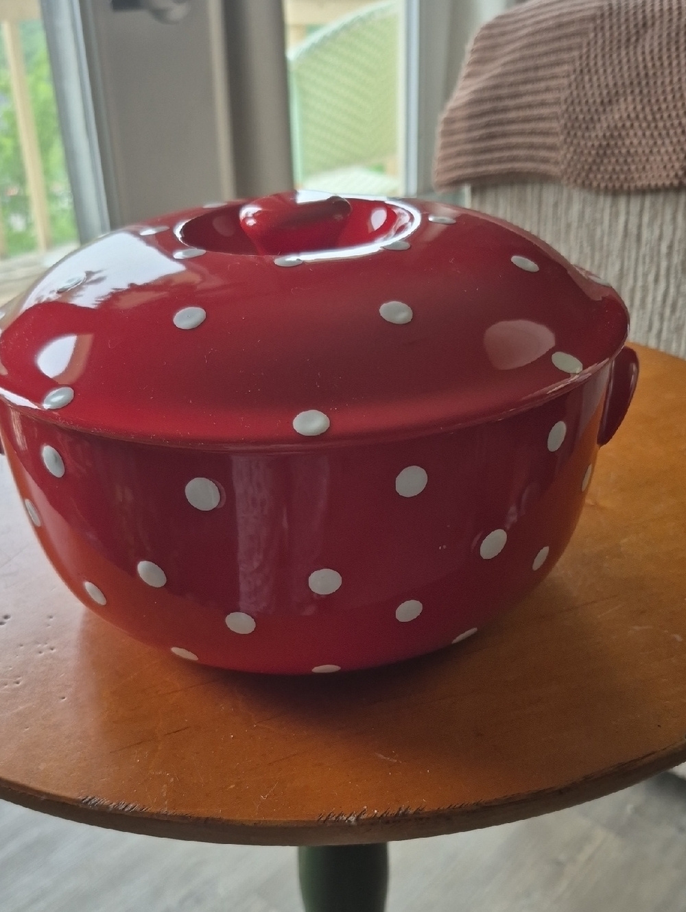 Spode Baking Days Red and White Polka Dot Ceramic 2 Qt Casserole Dish